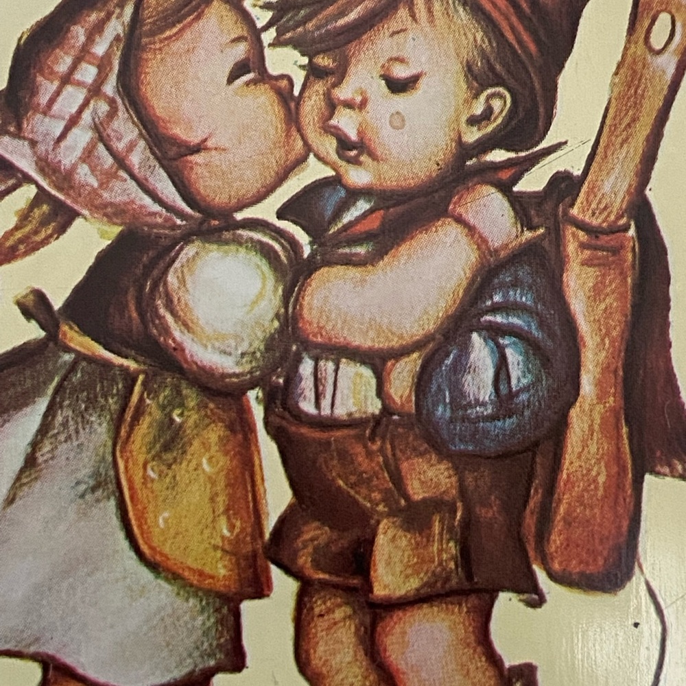Vintage  70’s  Hummel First Kiss Stationery Box collectible graphic Tin 1970s - Picture 5 of 12
